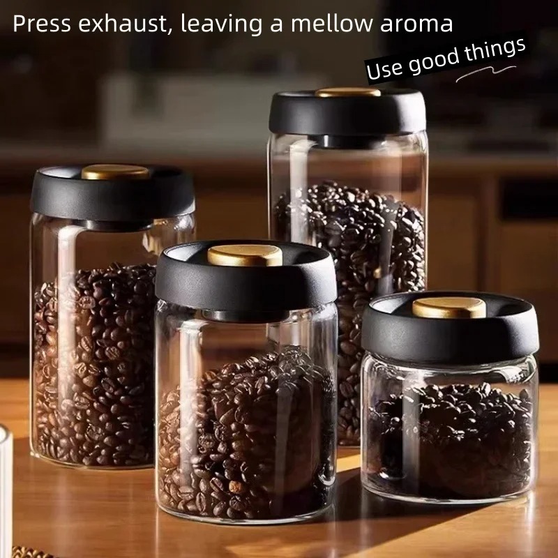 Coffee Tea Essentials - Manual Vacuum Sealed Coffee Jar High