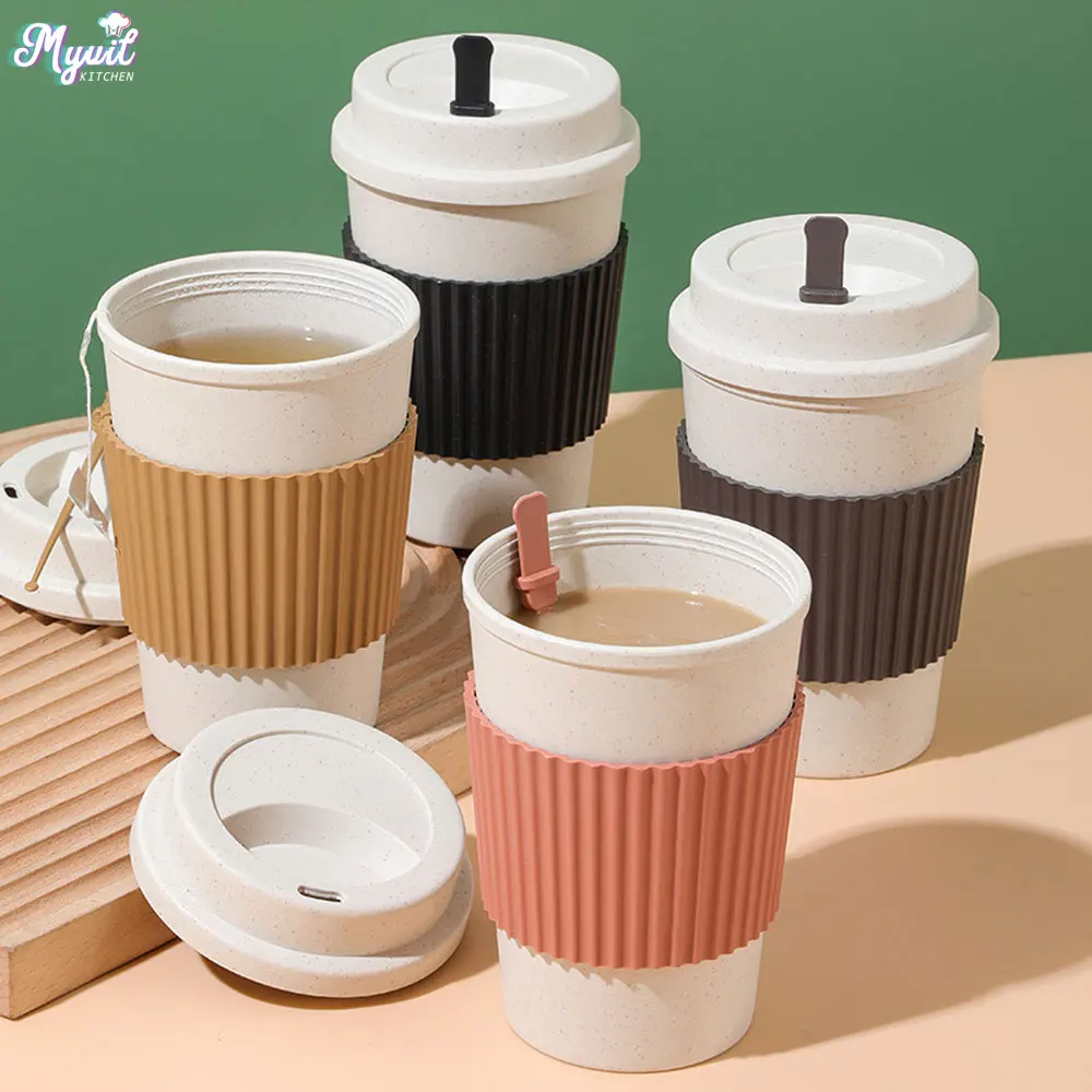 Coffee Tea Essentials - 450ML Coffee Cups With Lids Wheat