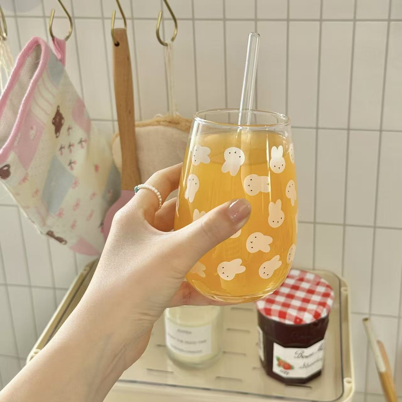 Cute Miffy Rabbit Printed Glas - Coffee Tea Gift 评论和价格
