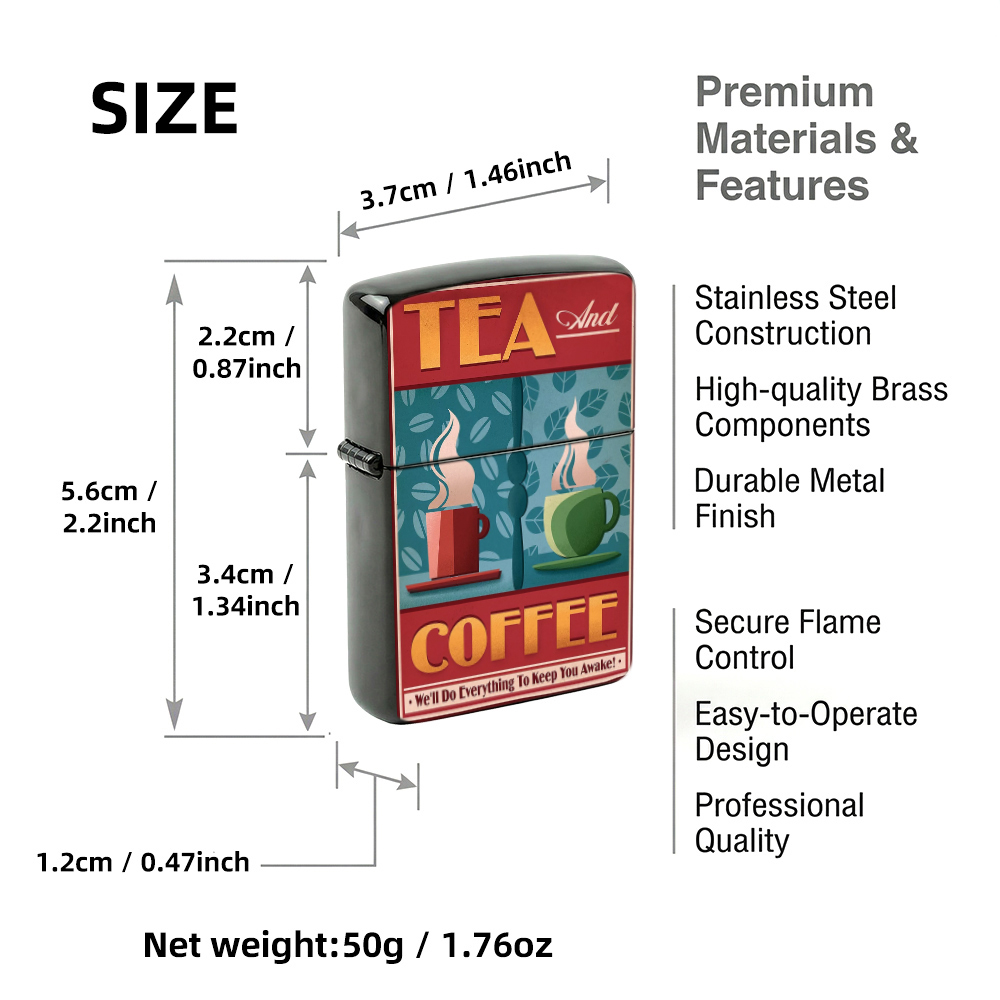 Vintage Flip Top Lighter light - Coffee Tea Poster 评论和价格
