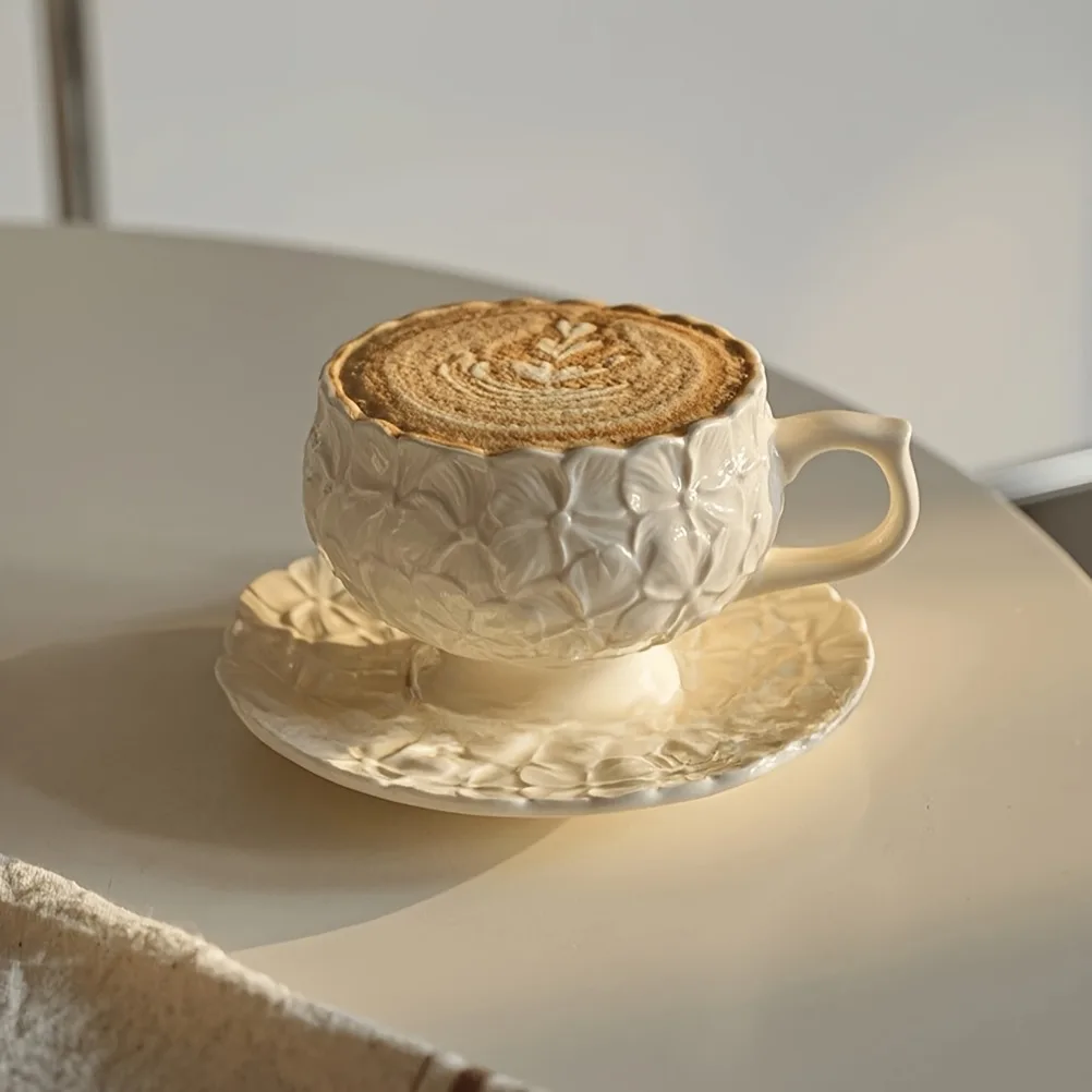 French Cream Relief Coffee Cup - Coffee Tea Gift 评论和价格