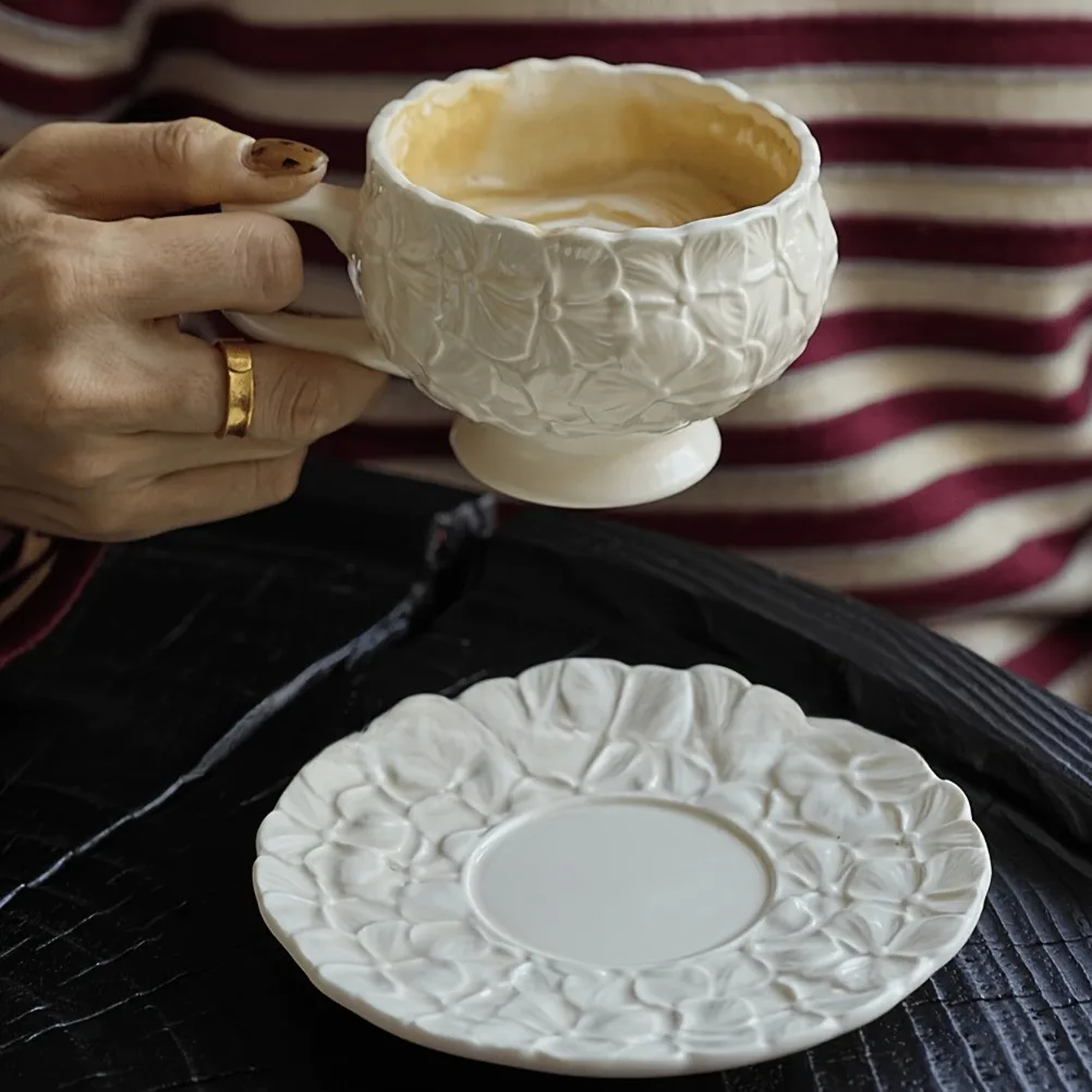 French Cream Relief Coffee Cup - Coffee Tea Gift 评论和价格