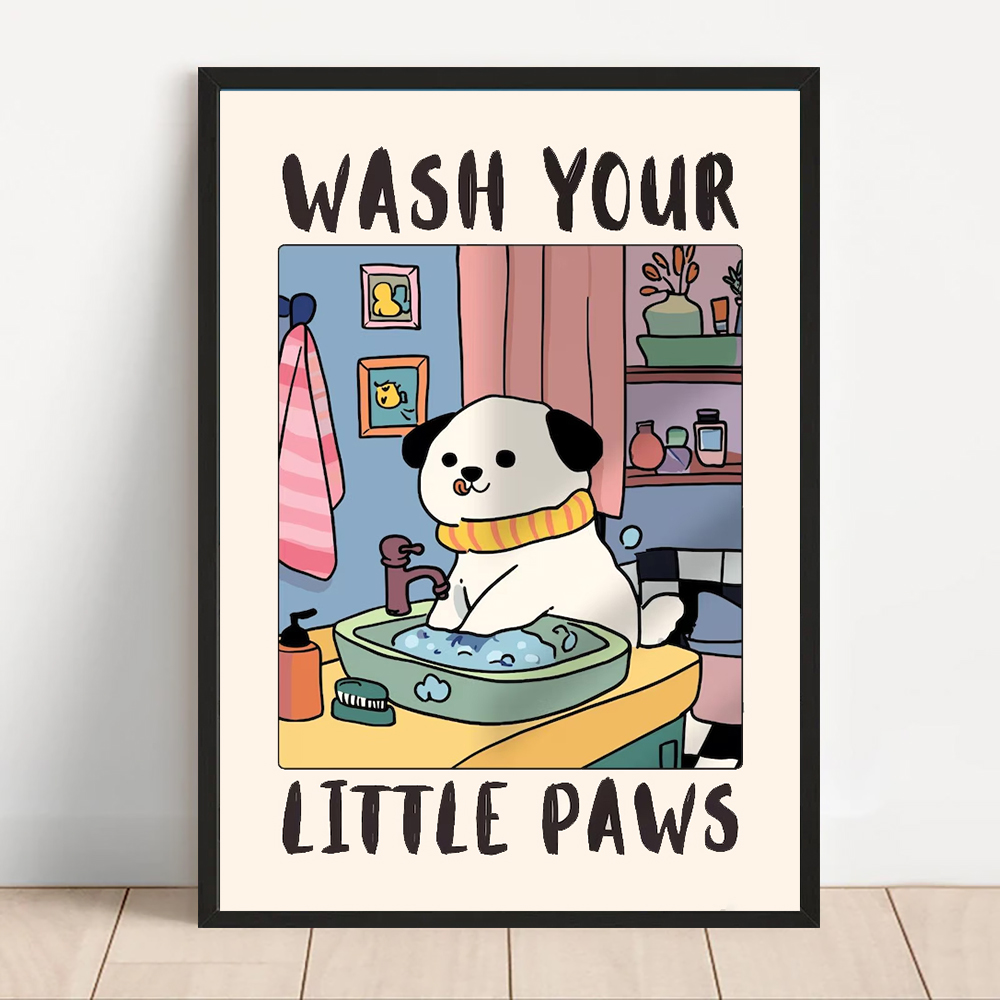 Cute Animals Canvas Printed Po - Coffee Tea Poster 评论和价格
