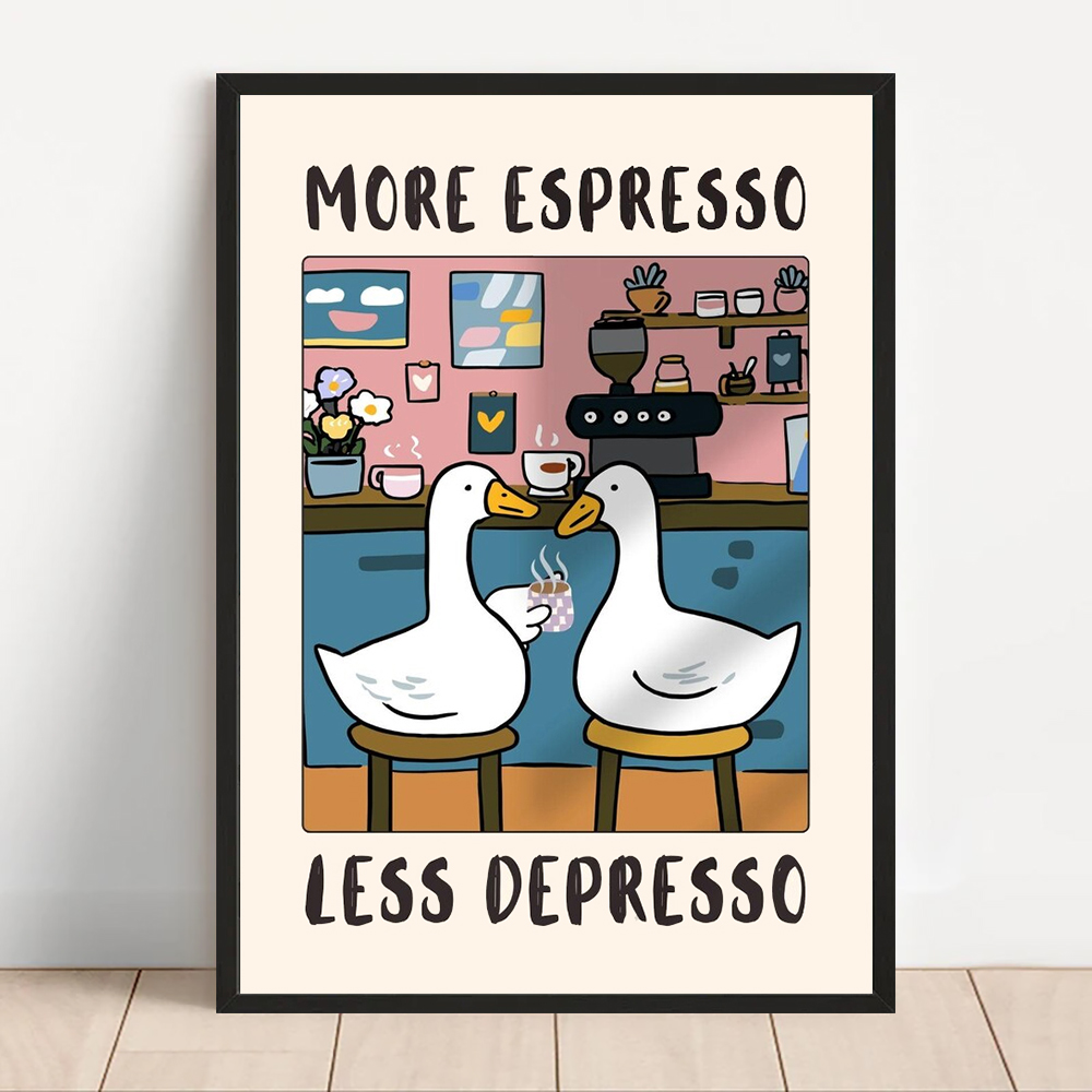 Cute Animals Canvas Printed Po - Coffee Tea Poster 评论和价格