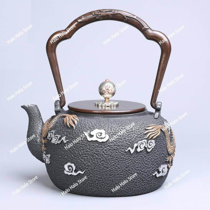 Double dragon bead iron pot Ja - Cast Iron Teapot 评论和价格