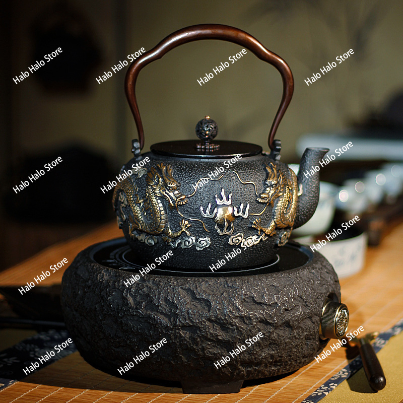 Double dragon bead iron pot Ja - Cast Iron Teapot 评论和价格