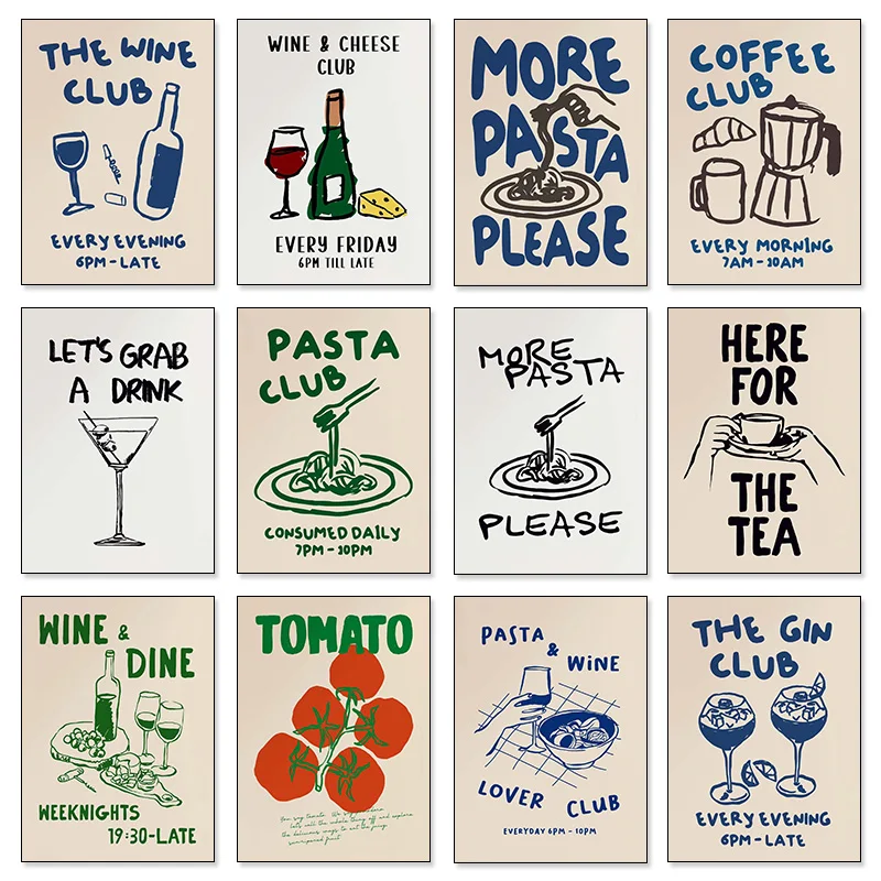 Modern Kitchen Art Wine Coffee - Coffee Tea Poster 评论和价格