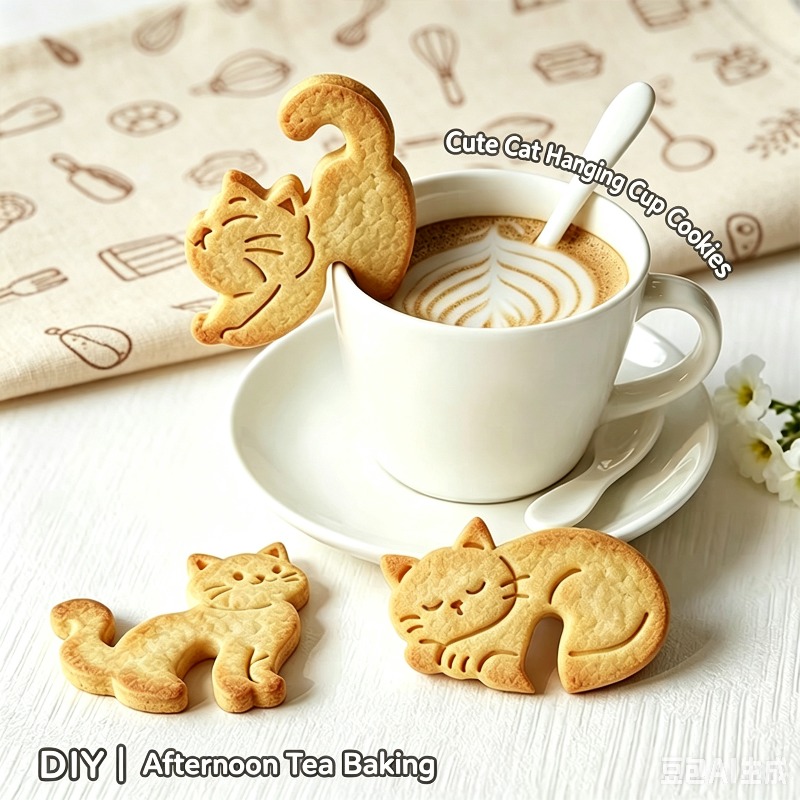 Cartoon Hanging Cup Cat Cookie - Coffee Tea Essentials 评论和价格